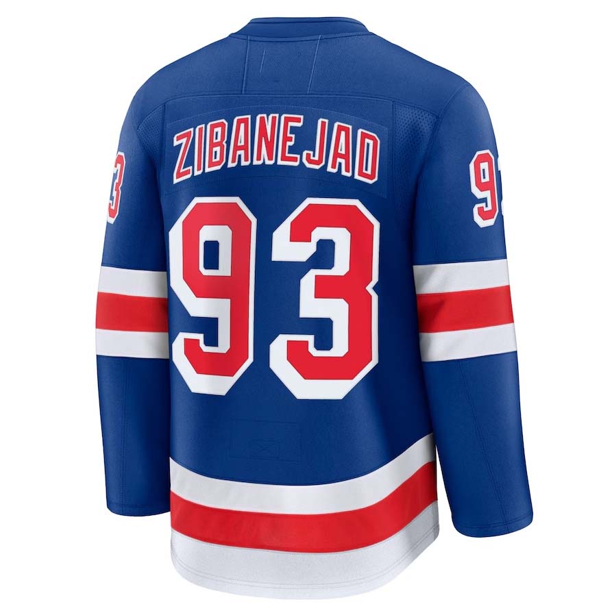 NY.Rangers #93 Mika Zibanejad Supporters Home Premium Player Jersey - Blue Stitched American Hockey Jerseys hockey jersey product view 1