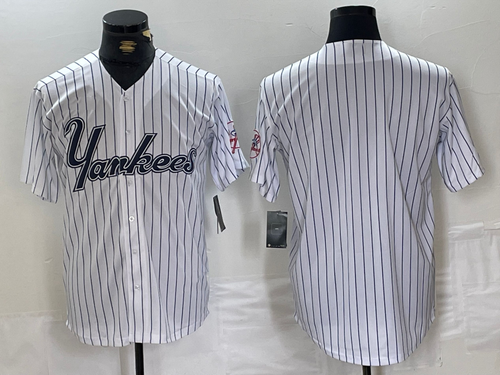 NY.Yankees Blank Player White Pinstripe Fashion Cool Base Baseball Jerseys baseball jersey product view 1