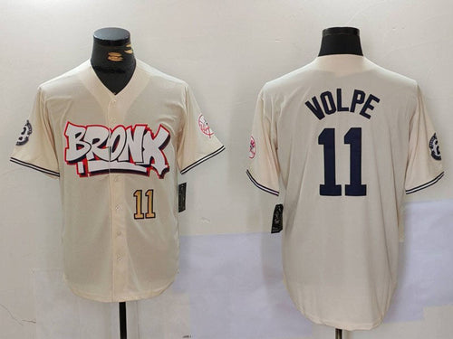 NY.Yankees #11 Anthony Volpe Player Game Jersey Cream Limited Stitched Baseball Jerseys baseball jersey product view 1