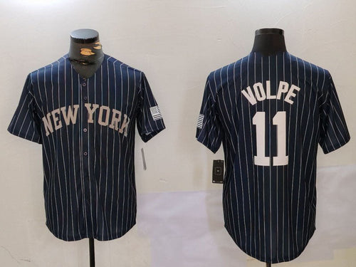 NY.Yankees #11 Anthony Volpe Player Jersey Navy Pinstripe Fashion Cool Base Baseball Jerseys baseball jersey product view 1