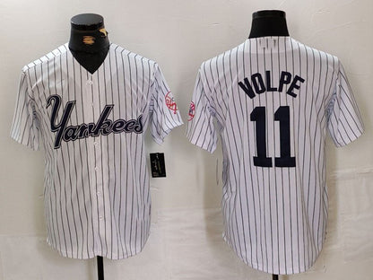 NY.Yankees #11 Anthony Volpe Player White Pinstripe Fashion Cool Base Baseball Jerseys baseball jersey product view 1