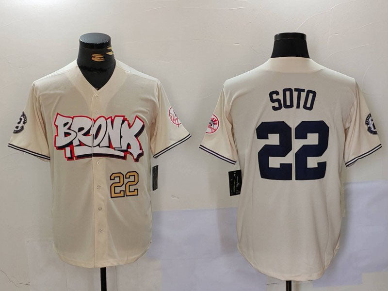 NY.Yankees #22 Juan Soto Cream Limited Stitched Baseball Jerseys Player Game Jersey baseball jersey product view 1