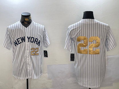 NY.Yankees #22 Juan Soto White Pinstripe Fashion Player Game Jersey Cool Base Stitched Baseball Jerseys baseball jersey product view 1