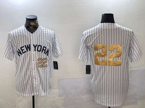 NY.Yankees #22 Juan Soto White Pinstripe Fashion Player Game Jersey Cool Base Stitched Baseball Jerseys baseball jersey product view 1