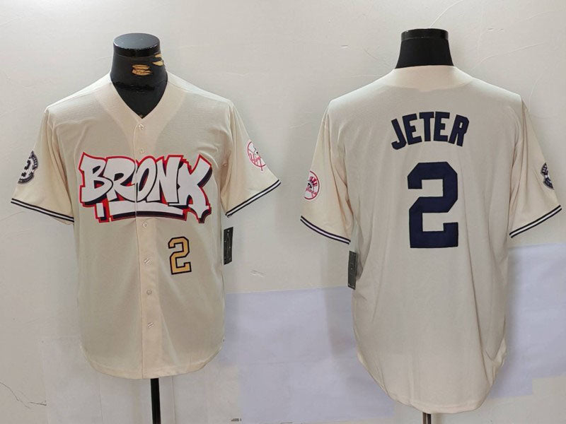 NY.Yankees #2 Derek Jeter Player Game Jersey Cream Limited Stitched Baseball Jerseys baseball jersey product view 1