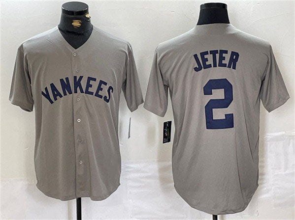 NY.Yankees #2 Derek Jeter Player Gray Cool Base Stitched Baseball Jerseys baseball jersey product view 1