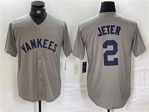 NY.Yankees #2 Derek Jeter Player Gray Cool Base Stitched Baseball Jerseys baseball jersey product view 1