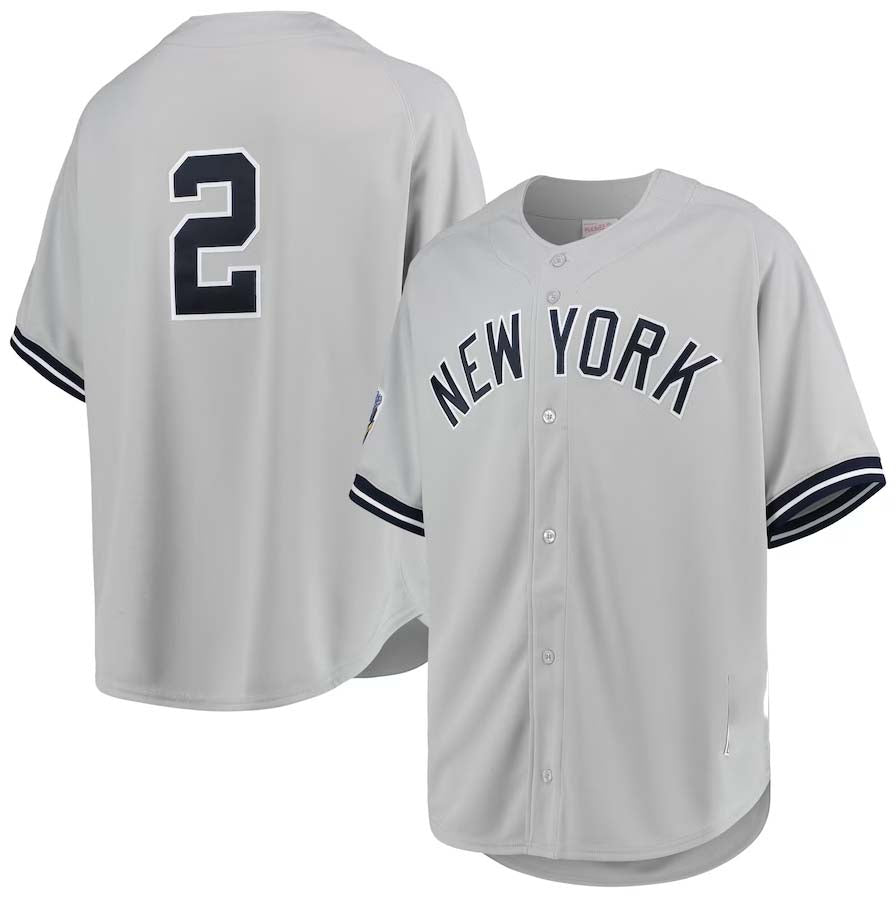 NY.Yankees #2 Derek Jeter Player 1998 Cooperstown Collection Road Authentic Jersey - Gray Stitches Baseball Jerseys baseball jersey product view 1