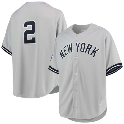 NY.Yankees #2 Derek Jeter Player 1998 Cooperstown Collection Road Authentic Jersey - Gray Stitches Baseball Jerseys baseball jersey product view 1