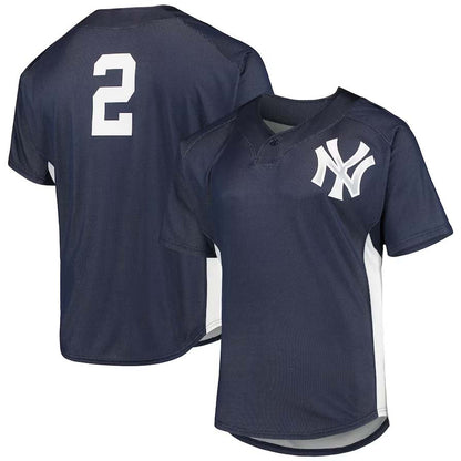 NY.Yankees #2 Derek Jeter Player Cooperstown Collection Mesh Batting Practice Button-Up Jersey - Navy Stitches Baseball Jerseys baseball jersey product view 1