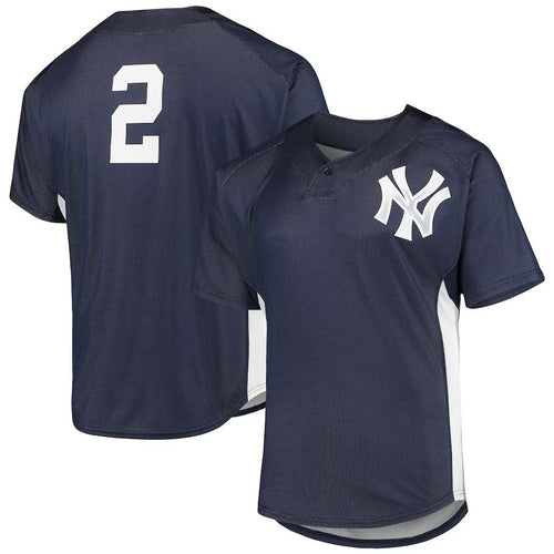 NY.Yankees #2 Derek Jeter Player Cooperstown Collection Mesh Batting Practice Button-Up Jersey - Navy Stitches Baseball Jerseys baseball jersey product view 1