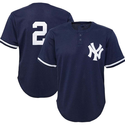 NY.Yankees #2 Derek Jeter Player Cooperstown Collection Mesh Batting Practice Jersey - Navy Stitches Baseball Jerseys baseball jersey product view 1