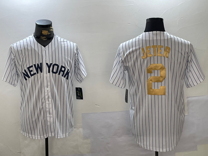 NY.Yankees #2 Derek Jeter Player Jersey White Pinstripe Fashion Cool Base Stitched Baseball Jerseys baseball jersey product view 1