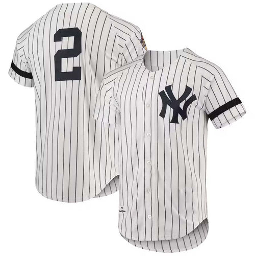 NY.Yankees #2 Mitchell & Ness Cooperstown Collection 1996 Authentic Player Jersey - White Stitches Baseball Jerseys baseball jersey product view 1