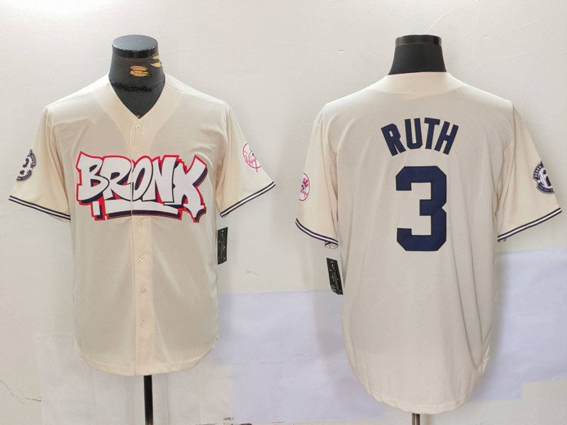 NY.Yankees #3 Babe Ruth Player Cream Limited Stitched Baseball Jerseys baseball jersey product view 1