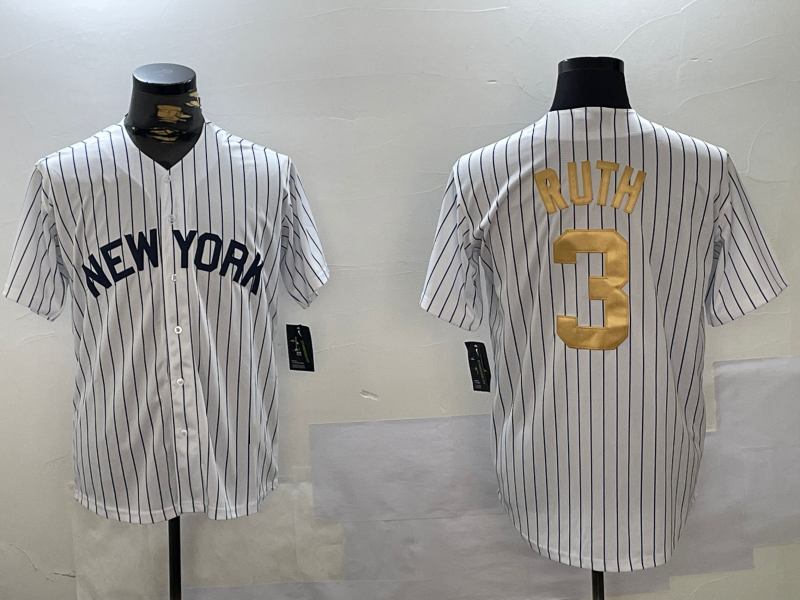 NY.Yankees #3 Babe Ruth Player White Pinstripe Fashion Cool Base Stitched Baseball Jerseys baseball jersey product view 1