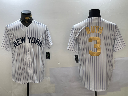 NY.Yankees #3 Babe Ruth Player White Pinstripe Fashion Cool Base Stitched Baseball Jerseys baseball jersey product view 1