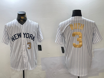 NY.Yankees #3 Babe Ruth Game Jersey White Pinstripe Fashion Cool Base Stitched Baseball Jerseys baseball jersey product view 1