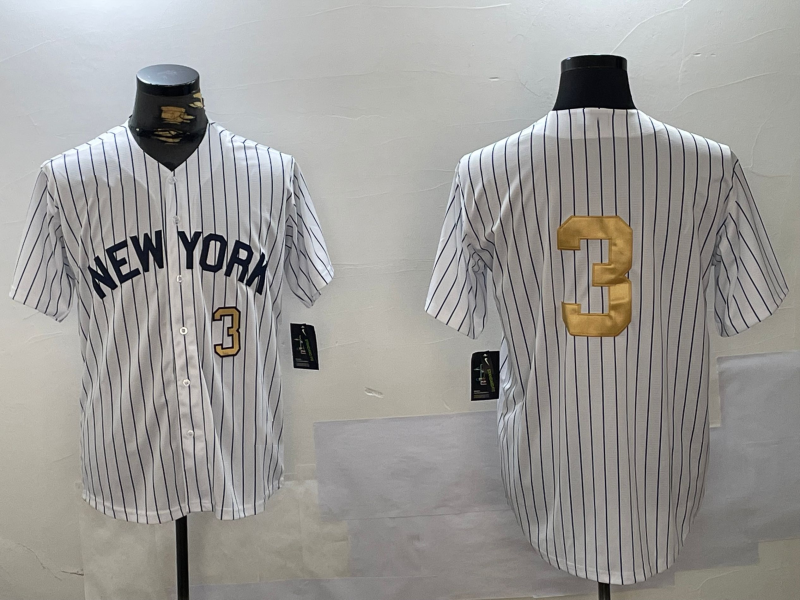 NY.Yankees #3 Babe Ruth Player White Jersey Pinstripe Fashion Cool Base Stitched Baseball Jerseys baseball jersey product view 1