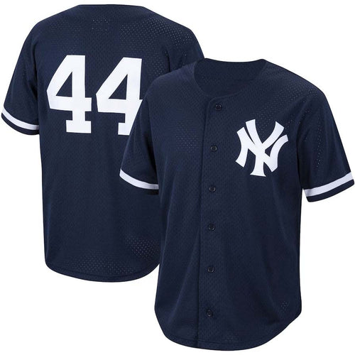 NY.Yankees #44 Reggie Jackson Player Cooperstown Collection Mesh Batting Practice Button-Up Jersey - Navy Stitches Baseball Jerseys baseball jersey product view 1