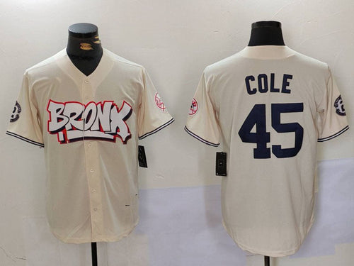NY.Yankees #45 Gerrit Cole Player Game Jersey Cream Limited Stitched Baseball Jerseys baseball jersey product view 1