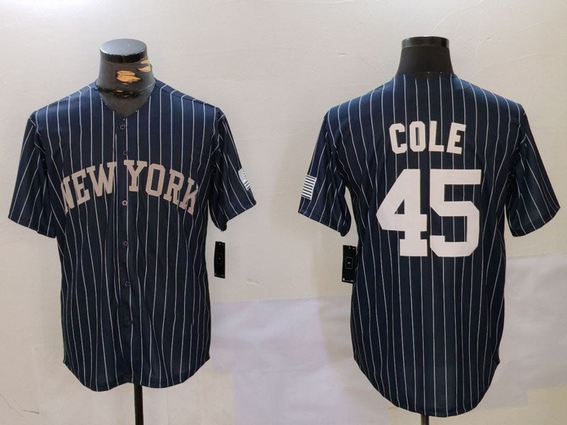 NY.Yankees #45 Gerrit Cole Player Game Jersey Navy Pinstripe Fashion Cool Base Baseball Jerseys baseball jersey product view 1