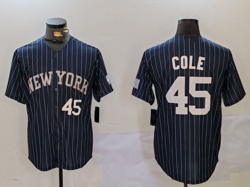 NY.Yankees #45 Gerrit Cole Navy Pinstripe Fashion Cool Base Baseball Jerseys Player Jersey baseball jersey product view 1