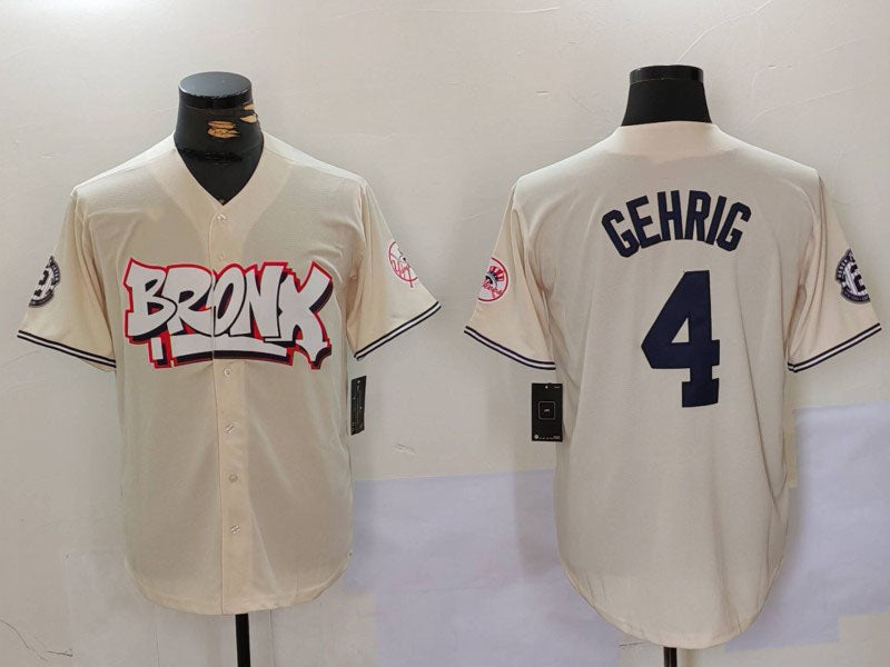 NY.Yankees #4 Lou Gehrig Player Jersey Cream Limited Stitched Baseball Jerseys baseball jersey product view 1