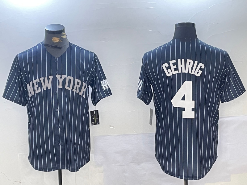 NY.Yankees #4 Lou Gehrig Player Navy Pinstripe Fashion Cool Base Baseball Jerseys baseball jersey product view 1