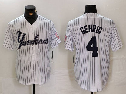 NY.Yankees #4 Lou Gehrig Player White Pinstripe Fashion Cool Base Baseball Jerseys baseball jersey product view 1
