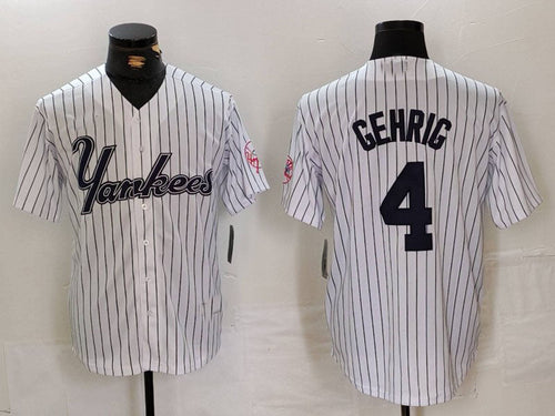NY.Yankees #4 Lou Gehrig Player White Pinstripe Fashion Cool Base Baseball Jerseys baseball jersey product view 1