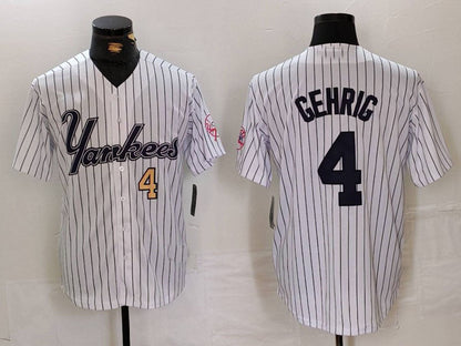 NY.Yankees #4 Lou Gehrig White Pinstripe Fashion Cool Base Baseball Jerseys Player Jersey baseball jersey product view 1