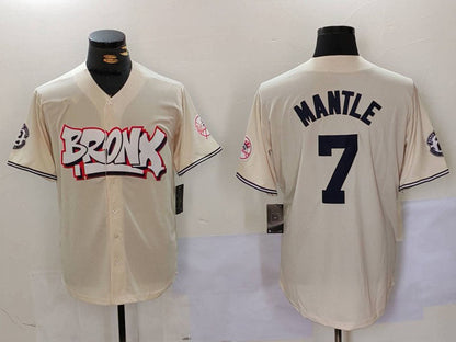 NY.Yankees #7 Mickey Mantle Cream Limited Stitched Baseball Jerseys Player Jersey baseball jersey product view 1