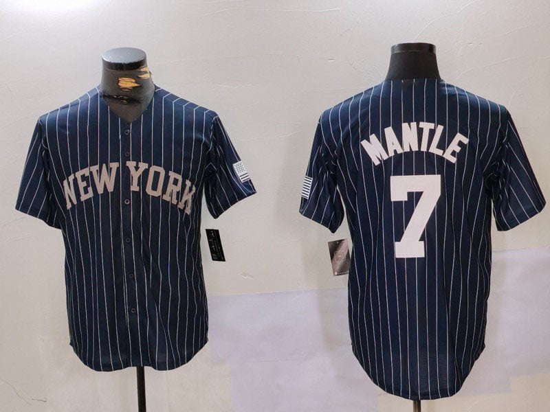 NY.Yankees #7 Mickey Mantle Player Game Jersey Navy Pinstripe Fashion Cool Base Baseball Jerseys baseball jersey product view 1