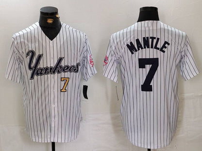 NY.Yankees #7 Mickey Mantle Player White Pinstripe Fashion Cool Base Baseball Jerseys baseball jersey product view 1