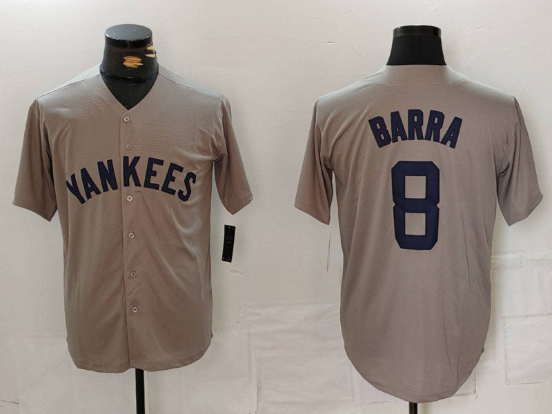 NY.Yankees #8 Barra Player Grey Stitched Throwback Baseball Jerseys baseball jersey product view 1