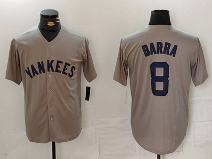 NY.Yankees #8 Barra Player Grey Stitched Throwback Baseball Jerseys baseball jersey product view 1