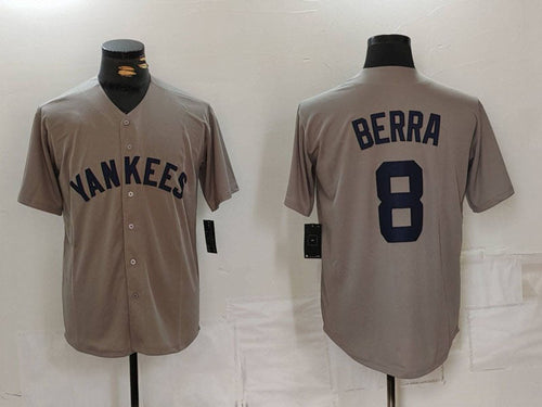 NY.Yankees #8 Yogi Berra Player Jersey Grey Throwback Stitched Cool Base Baseball Jerseys baseball jersey product view 1