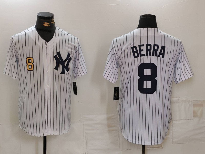 NY.Yankees #8 Yogi Berra White Stitched Cool Base Throwback Baseball Jerseys Player Jersey baseball jersey product view 1