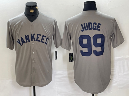 NY.Yankees #99 Aaron Judge Grey Stitched Throwback Baseball Jerseys Jersey Jersey baseball jersey product view 1
