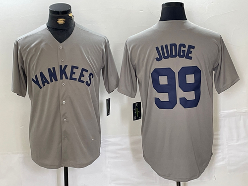 NY.Yankees #99 Aaron Judge Grey Stitched Throwback Baseball Jerseys Jersey Jersey baseball jersey product view 1