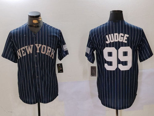 NY.Yankees #99 Aaron Judge Player Jersey Navy Pinstripe Fashion Cool Base Baseball Jerseys baseball jersey product view 1
