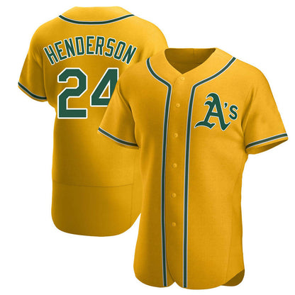 Athletics #24 Rickey Henderson Player Gold Home Limited Elite Baseball Jerseys baseball jersey product view 1