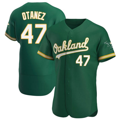 Athletics #47 Michel Ota?ez Player Green Home Limited Elite Baseball Jerseys baseball jersey product view 1