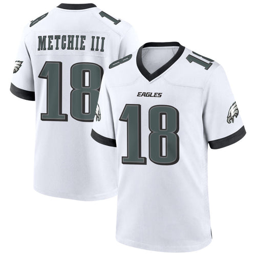 P.Eagles #18 John Metchie III Player Whtie Home Game Football Jerseys football jersey product view 1