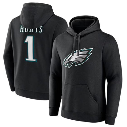 P.Eagles #1 Jalen Hurts Player Black Military Hoodie Game Football Jerseys football jersey product view 1