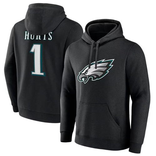 P.Eagles #1 Jalen Hurts Player Black Military Hoodie Game Football Jerseys football jersey product view 1