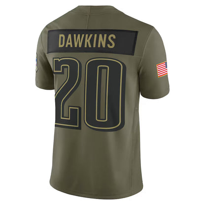 P.Eagles #20 Brian Dawkins Player Olive Salute to Service Retired Limited Football Jerseys football jersey product view 1