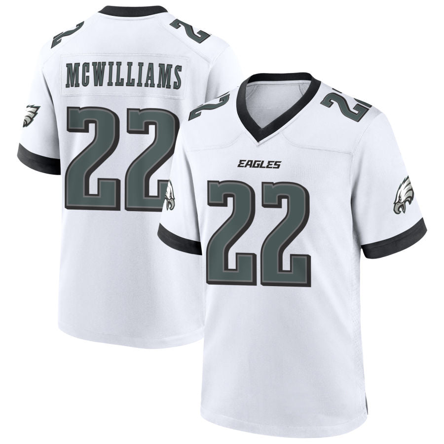P.Eagles #22 Mac McWilliams Player White Home Game Football Jerseys football jersey product view 1