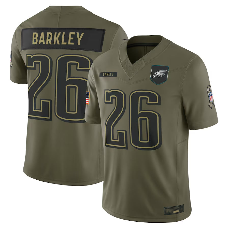 P.Eagles #26 Saquon Barkley Player Olive Salute to Service Limited Football Jerseys football jersey product view 2